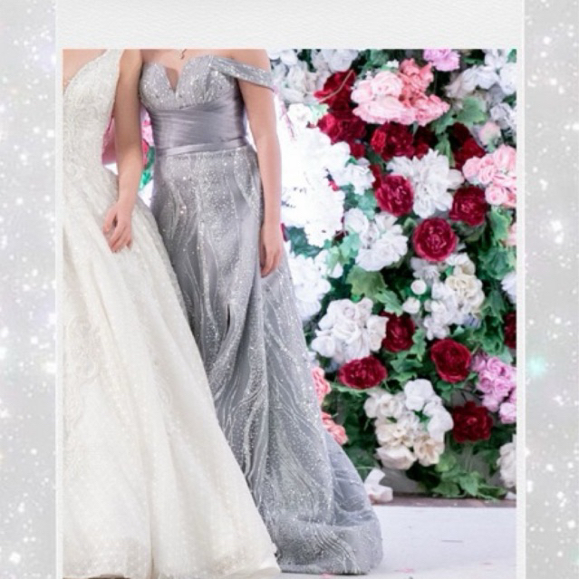 YUYU LOOK Preloved Gown Gaun Pesta Dress Elegan Pesta Party Wanita Resepsi Prewed Prewedding Abu Gra