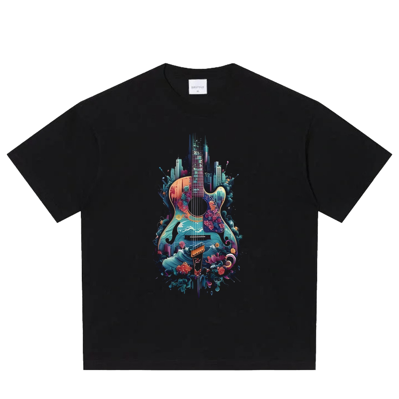 Kaos Hitam Motif Optical Illusion - Ilusi Mata yang Futuristik