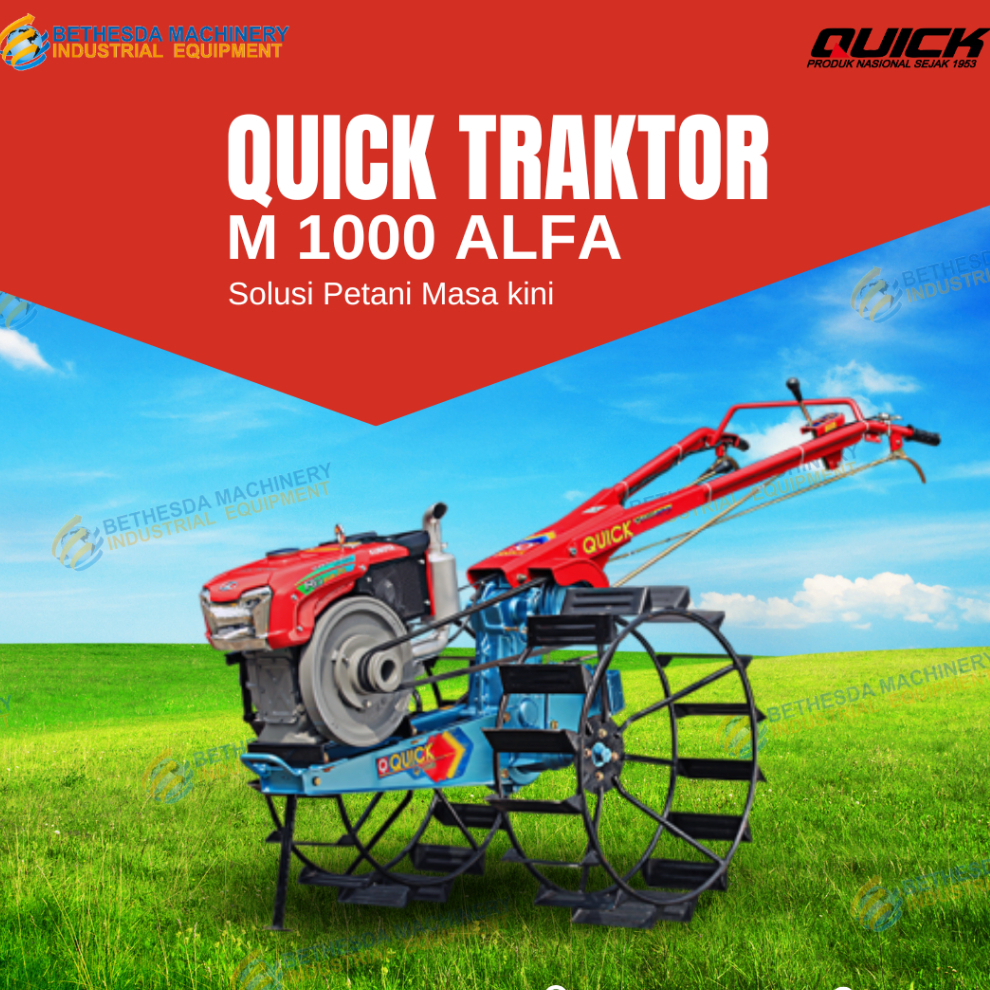 Mesin Bajak Sawah Traktor Tangan Quick M 1000 Lengkap Diesel Kubota RD 85 DI-1S