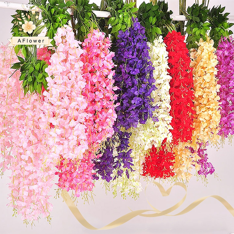 Artificial Juntai Bunga Wisteria Jumbo Dekorasi Lusinan Bunga Gantung Bunga Artificial