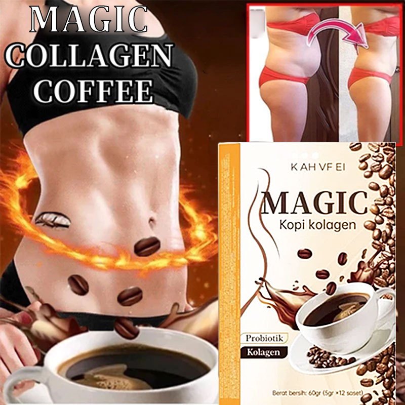 

【BPOM】5g*12bag Magic KOPI COLLAGEN KOPI PELANGSING COFEE PELANGSING BADAN Magic COFEE KOPI KOLAGEN