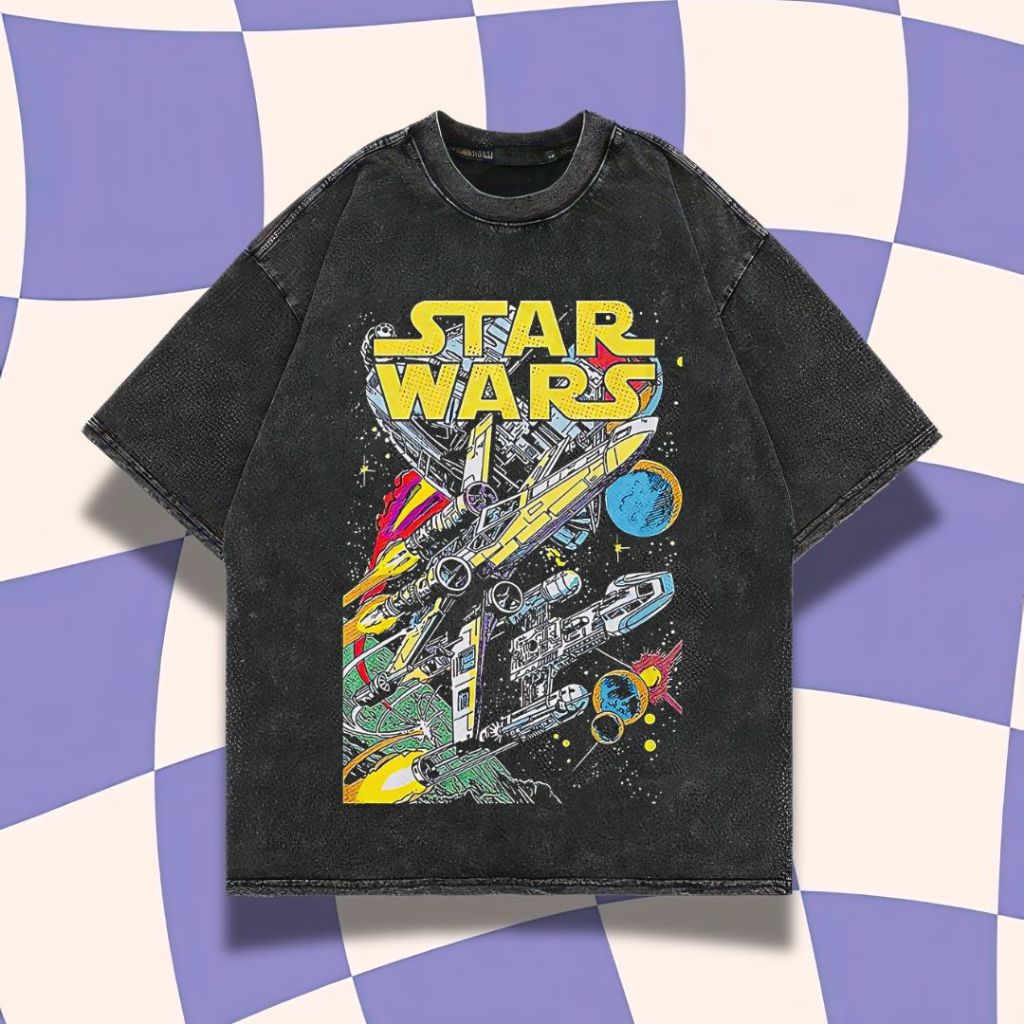 Purple Haze "Star Wars" Oversized T-Shirt | Stone Wash | Kaos Star Wars | Kaos Oversize | Vintage | 