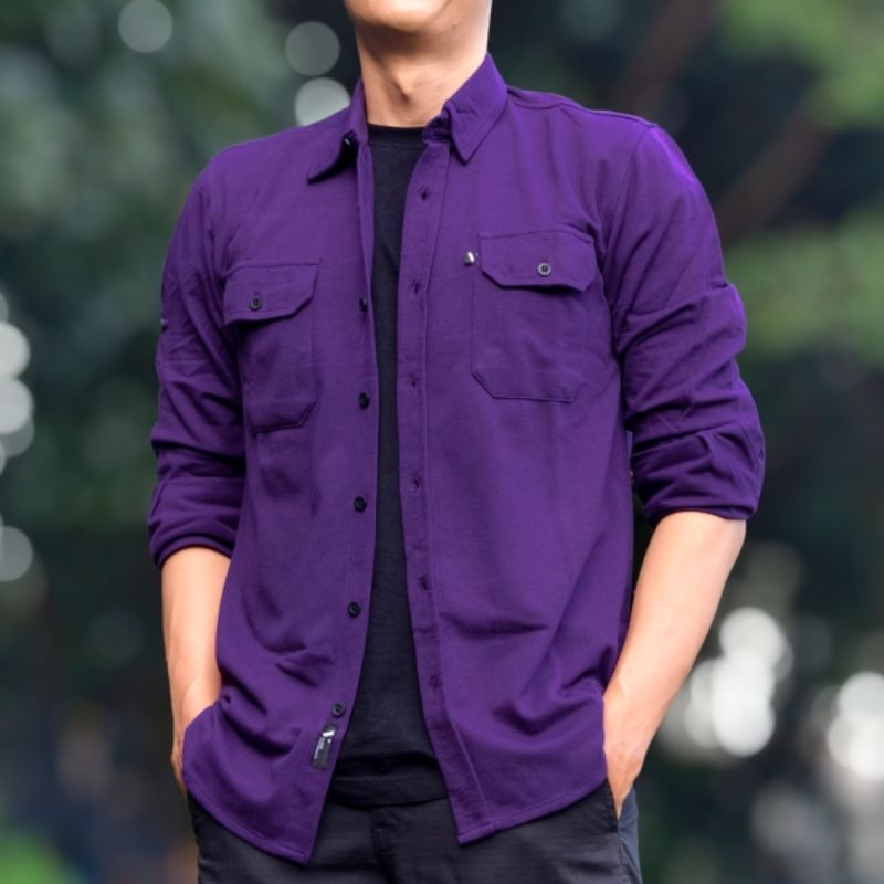 Kemeja Polos Ungu Lengan Panjang Basic Adventure Series Vuxor - Dark Purple