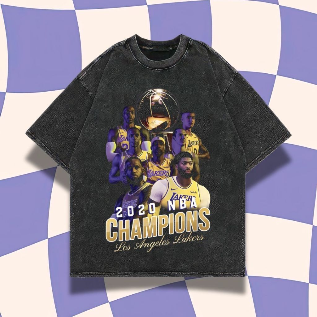 Purple Haze "2020 NBA Champions Los Angeles Lakers" Oversized T-Shirt | Stone Wash | Kaos Lakers | B