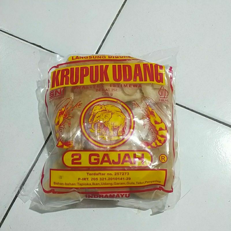 

Krupuk Udang 2 Gajah 250gr/pcs