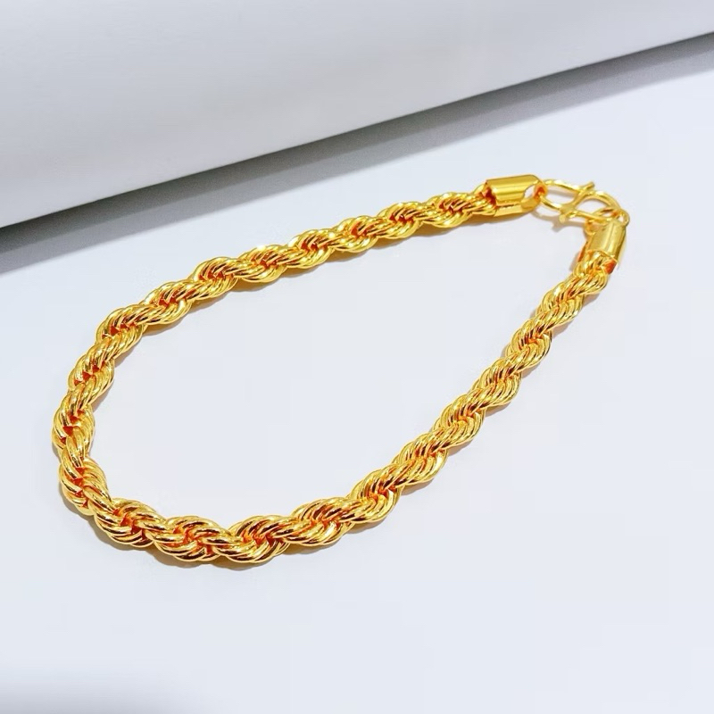 Gelang Tangan Tambang Lilit Lapis Emas Asli