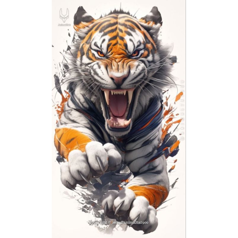 

stiker 3D harimau keren, stiker print sudah cutting, anti air, size 16 x 20 cm