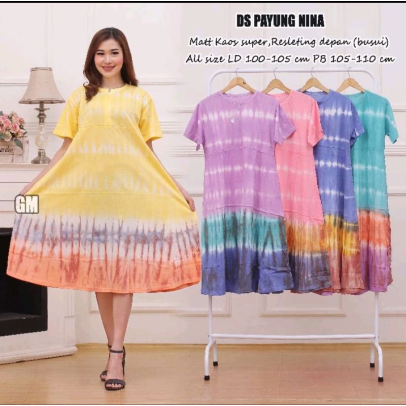 Daster Kaos Payung Busui Ibu Hamil Bahan Cotton Combed Lengan Pendek Daster kaos jumbo Daster payung