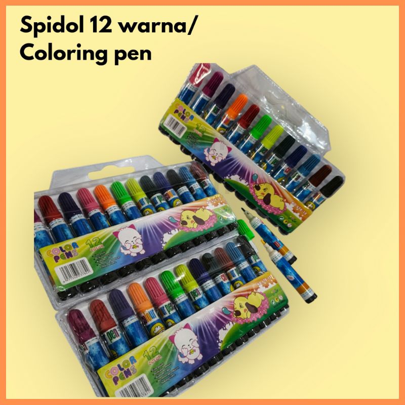 

Color Pens 12 warna / Coloring Spidol / Mewarnai 12 warna / Pen Mewarnai Anak