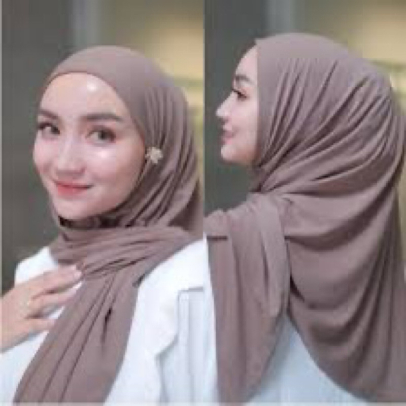 HIJAB JILBAB KERUDUNG PASHMINA INSTAN OVAL JERSEY TANPA PET