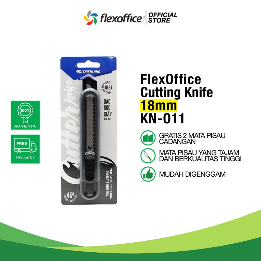 

FlexOffice Cutting Knive FO-KN011 cutter tajam kokoh kuat gratis 2 mata pisau cadangan