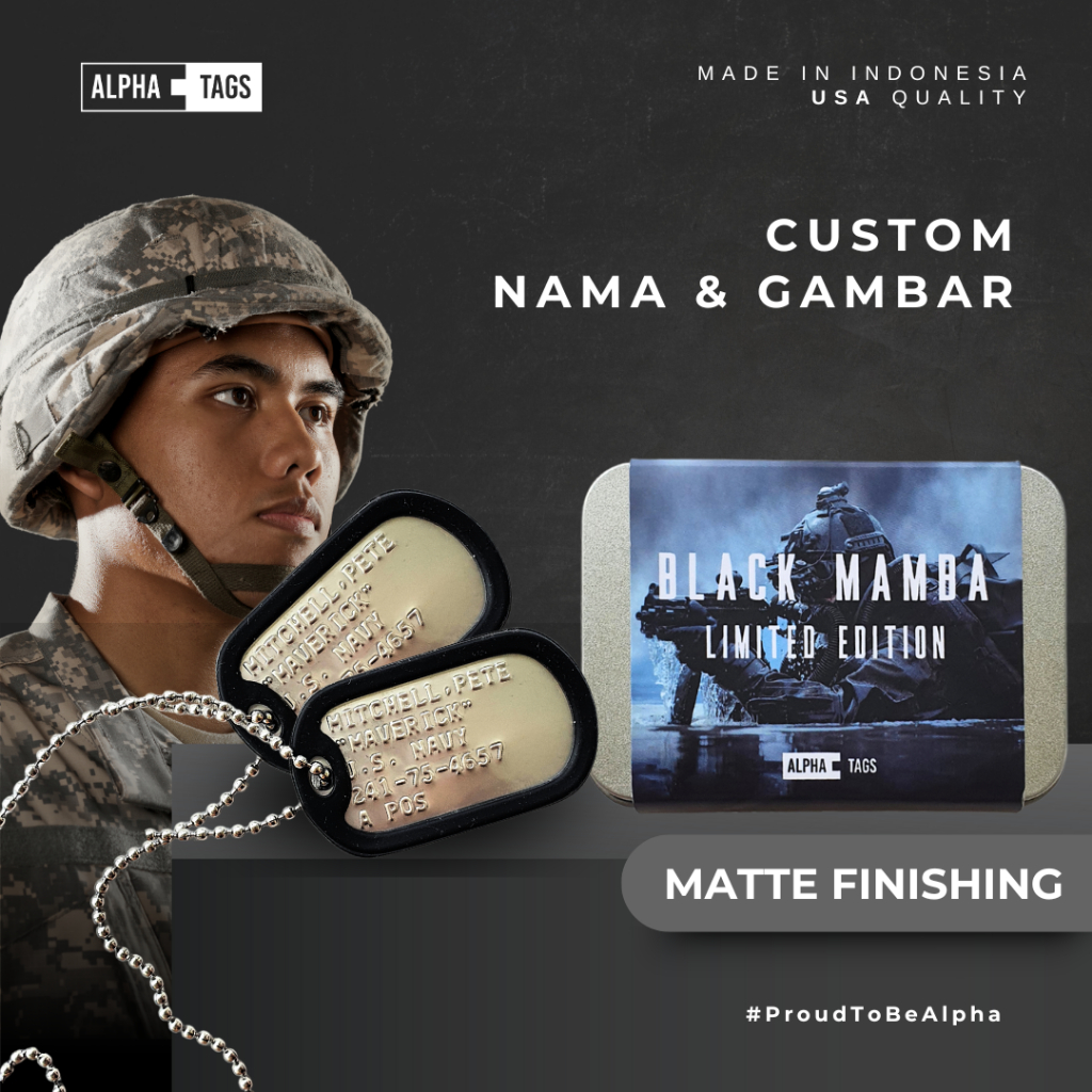 Kalung Tentara TNI | Polisi POLRI | Militer ABRI | Kalung Nama Custom | Dog Tag Anti Karat