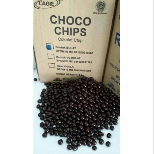 

CHOCOCHIPS LAGIE REPACK 250 GR / COKLAT BUTIR