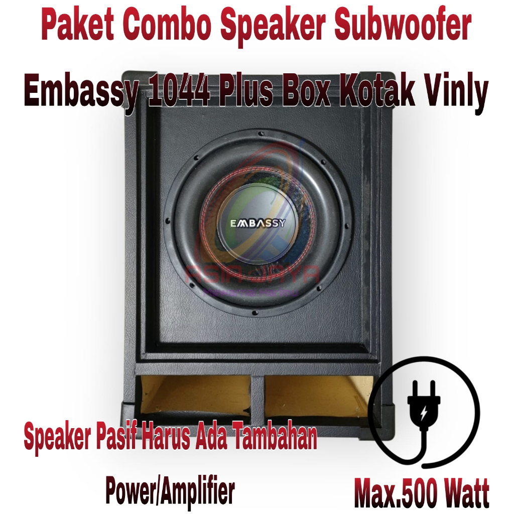 Paket Combo Speaker Subwoofer Embassy 1044 10 inch Double Coil Plus Box Vinlyl 10 Inch