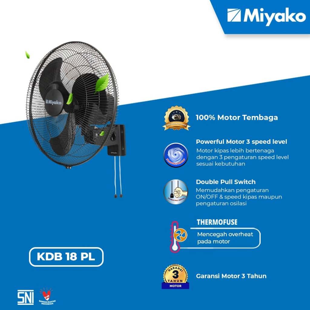 Miyako KDB-18 Kipas Angin Dinding KDB 18 / Wall Fan KDB 18 - Hitam
