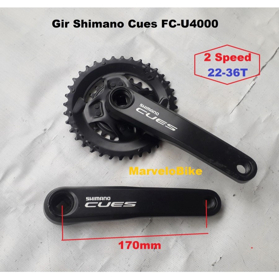 Crank Gir Sepeda Lipat MTB 2 Speed 22-36T Cues FC-U4000