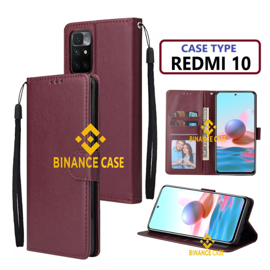 LEATHER FLIP CASE REDMI 10 CASE KULIT FLIP WALLET LEATHER KULIT PREMIUM SARUNG BUKA TUTUP KESING HP 