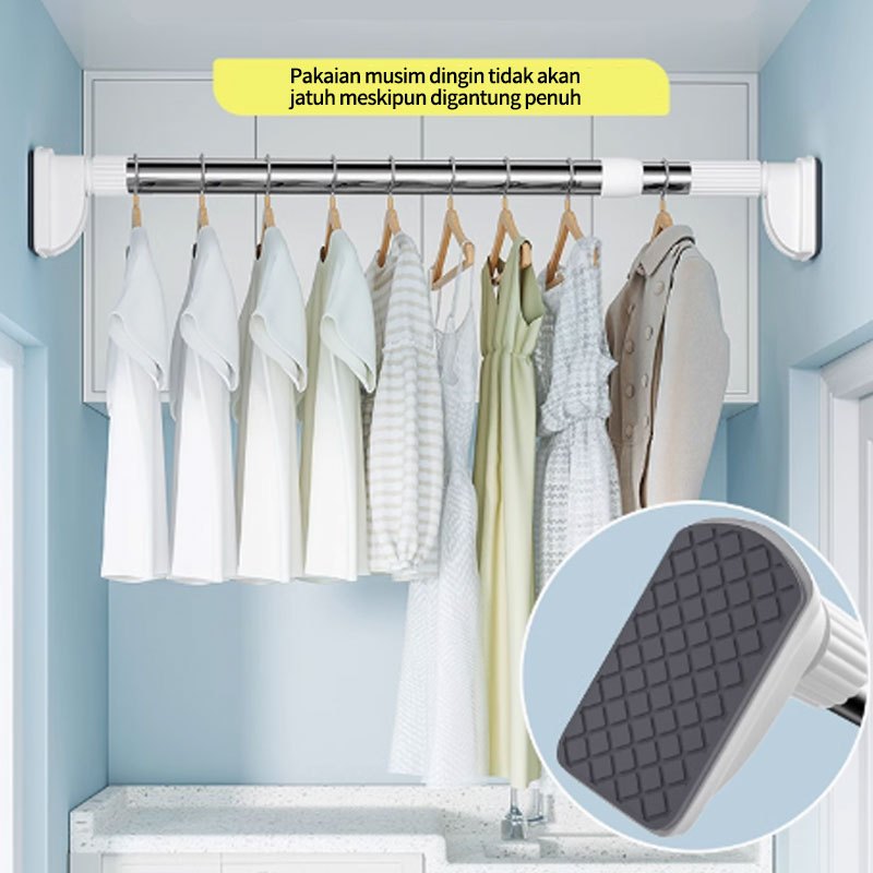 50-240cm Tiang Jemuran Baju Gantungan Stainless Steel Fleksibel Tiang Gorden Fleksibel Tiang Jemuran