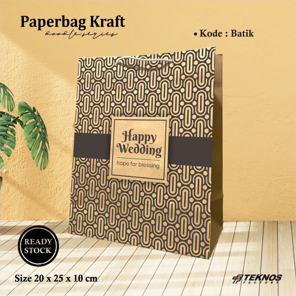 

(12 PCS) PAPERBAG SABLON MOTIF READY STOCK - TAS SOUVENIR PERNIKAHAN BAHAN KRAFT MOTIF BATIK