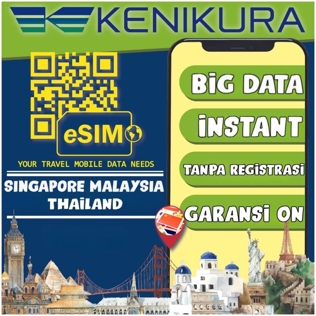 15 / 20 / 30 Days Singapore Malaysia Thailand ESIM internet paket data e sim Kenikura