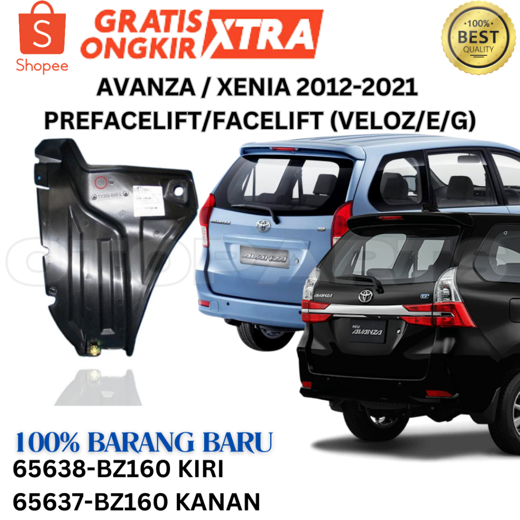 INNER LINER FENDER PELINDUNG SPAKBOR RODA BELAKANG AVANZA XENIA VELOZ 2012 2013 2014 2015 2016 2017 