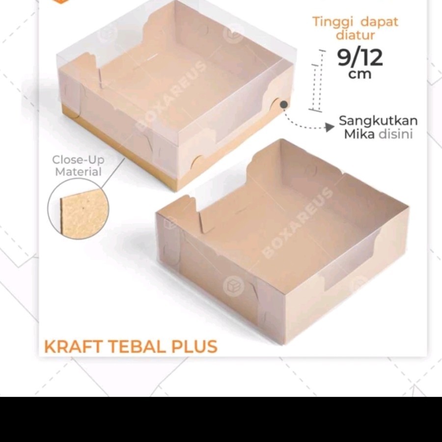 

Box Kotak Cupcake Kue Puding Tutup Mika 25x25 cm