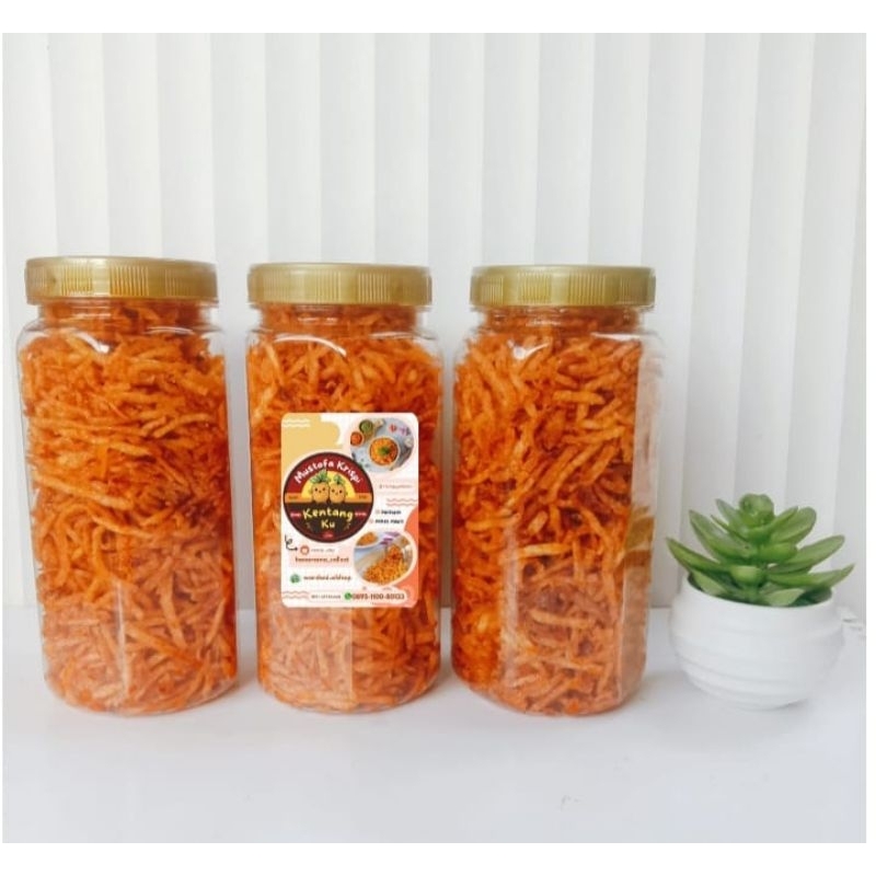 

kentang Mustofa krispi gurih pedas manis lezat toples 600 ml