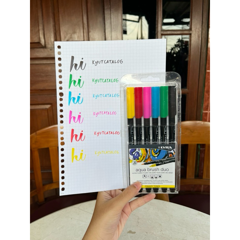 

LYRA Aqua Brush Duo Primary Tones Set 6 Colors Brush Pen Marker Spidol Original Preloved