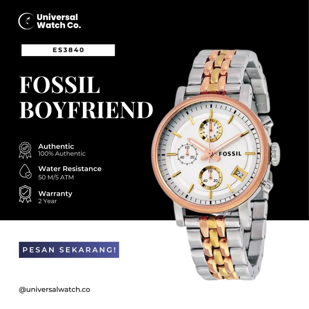Jam Tangan Wanita ES3840 Boyfriend Chronograph Watch
