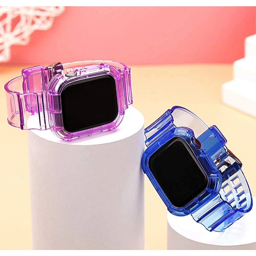 Strap 2in1 Transparent Strap for Watch T500 T55 T500plus Iwatch HW22 W26 IWO 45mm 42mm 44mm iwatch A