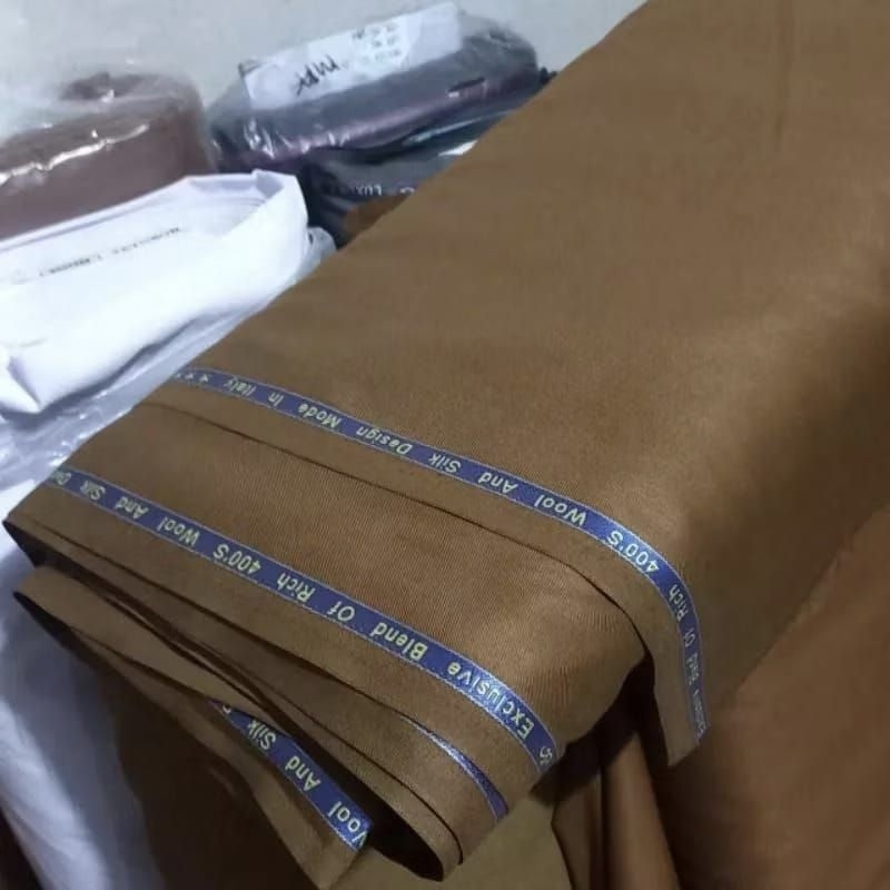 kain Pemda khaki premium semi wool katun