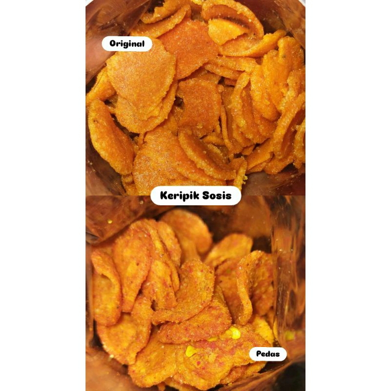 

LANGSUNG KIRIM !! KERIPIK SOSRENG SOSIS GORENG PEDAS CIKRUH & ORIGINAL 50gram