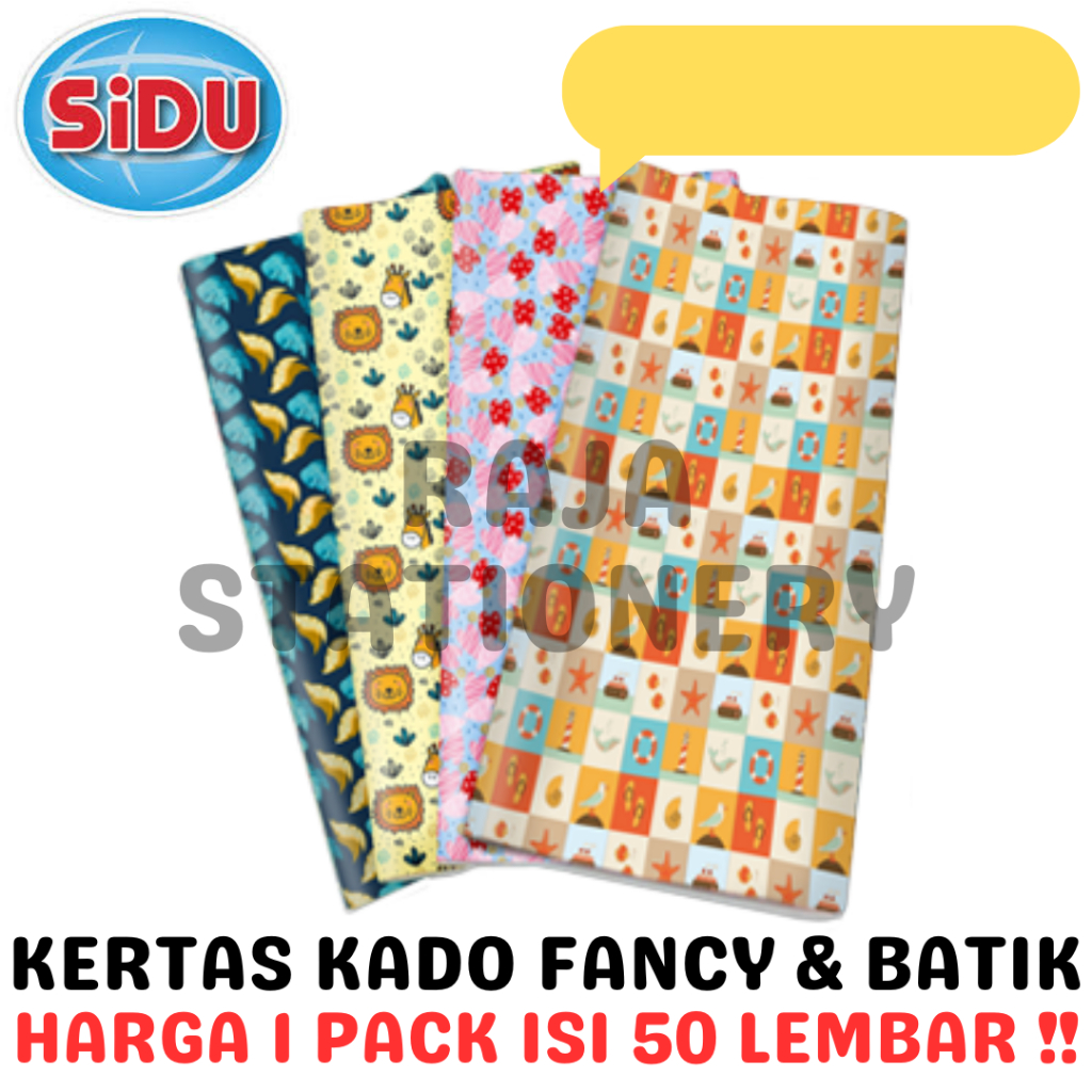 

SiDU Kertas Kado Gift Wrap Kantor Sekolah Fancy Lucu Batik Kertas Besar Sinar Dunia SiDU Bungkus Kado PACK [50LEMBAR] RAJA BIG BOX