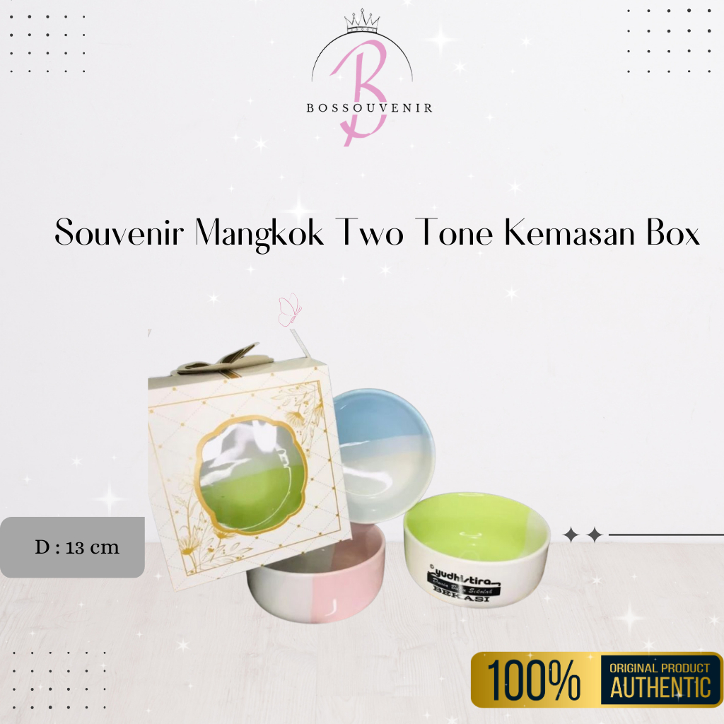 Souvenir Mangkok Two Tone Kemasan Box Souvenir Mangkok Keramik