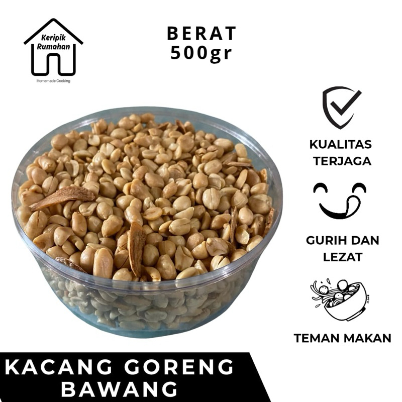 

Keripik Rumahan - Kacang Goreng Bawang Original Premium Murah 500gram