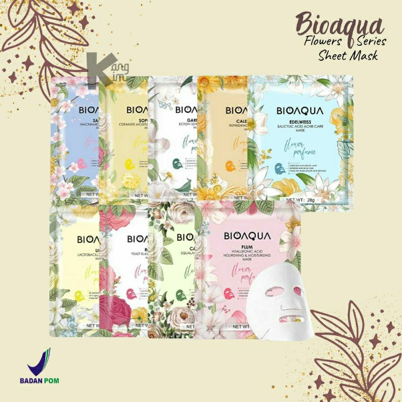 [BPOM] Bioaqua Masker Wajah Flowers Sheet Mask ((FREE GIFT))