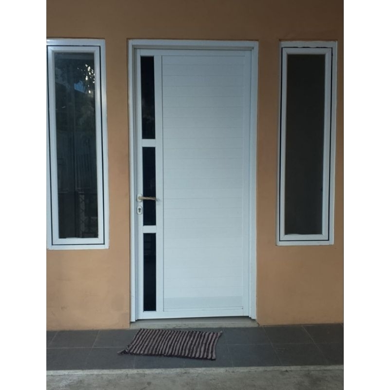 PINTU+KUSEN ALUMUNIUM T200xL80LENGKAP dengan DUA JENDELA KANAN dan KIRI T100xL50 BISA COSTUM UKURAN