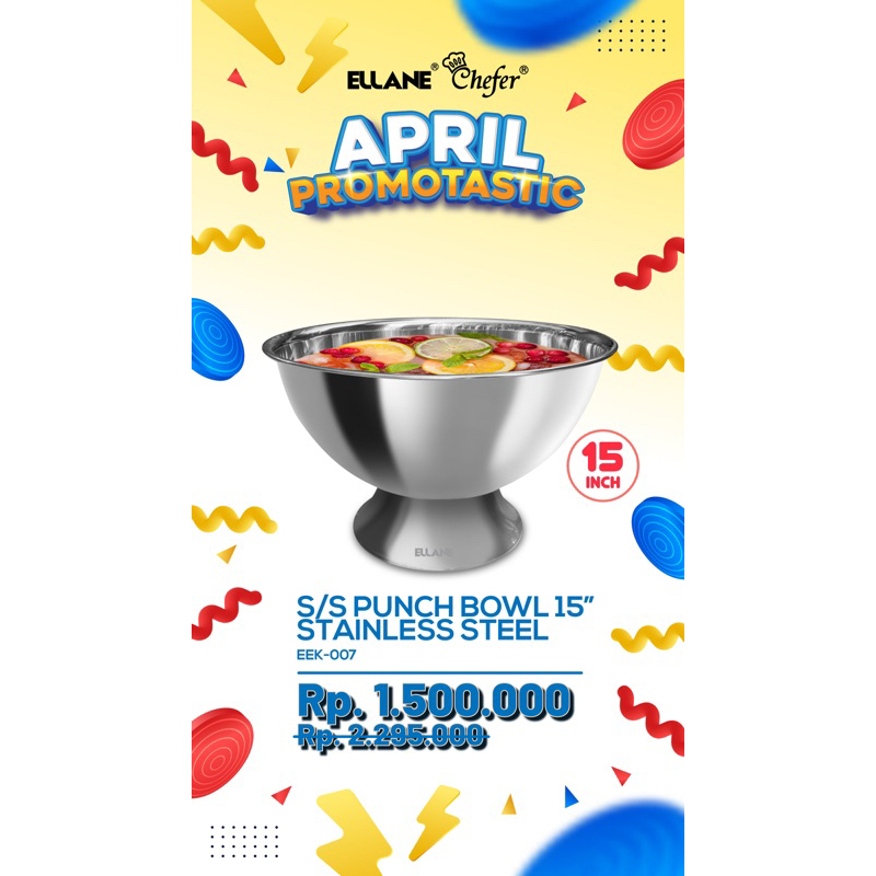 PUNCH BOWL STAINLESS STEEL / MANGKOK BESAR 15 INCH