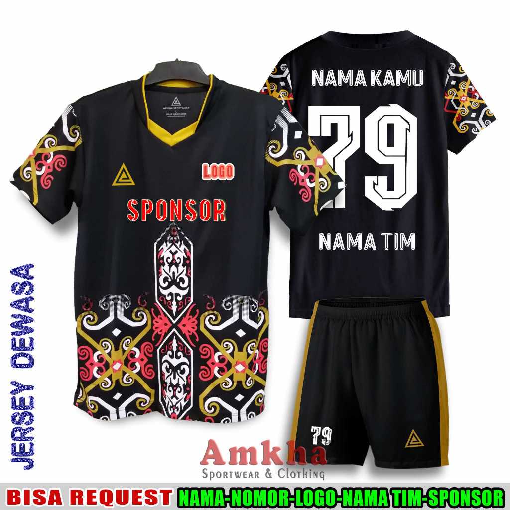Jersey Bola Dayak Borneo Bisa Sablon Nama Sendiri Baju Olahraga Futsal Pria Dewasa - Amkha Company