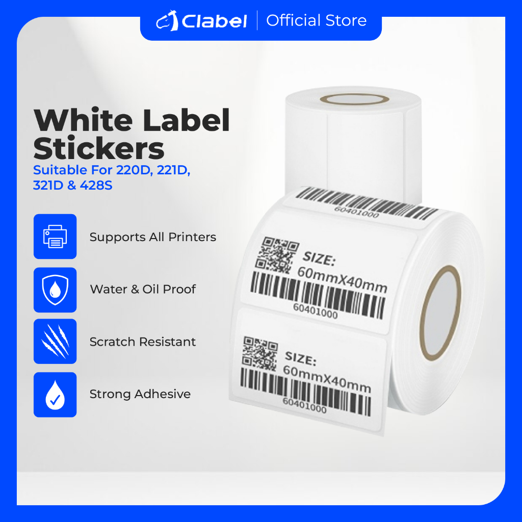 

CLABEL Kertas Label Sticker Thermal Waterproof, Digunakan Untuk Tag Pakaian dan Makanan
