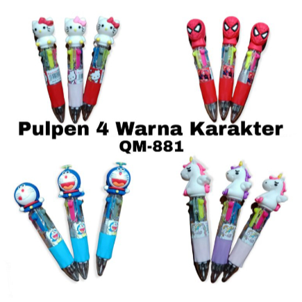 

Bolpen Pulpen Pen 4 Warna Mini Karakter QM-881