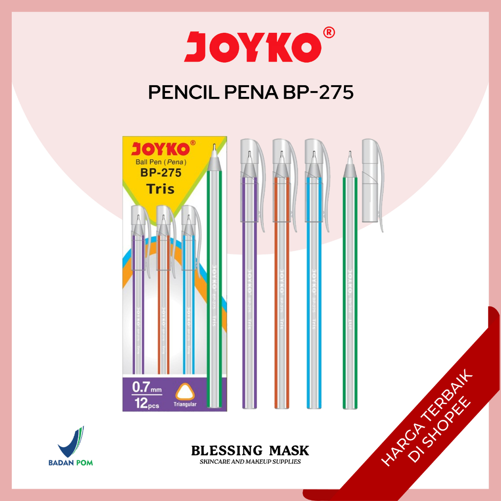 

JOYKO Pulpen | Ball Pen Pulpen Pena Joyko BP-275 - 0.7 mm | 1BOX Isi 12Pcs | ATK Blessingmask