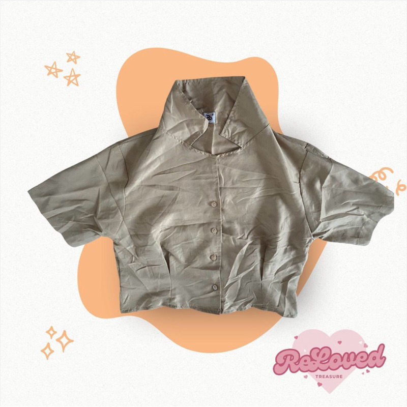 KEMEJA POLOS CROP WANITA