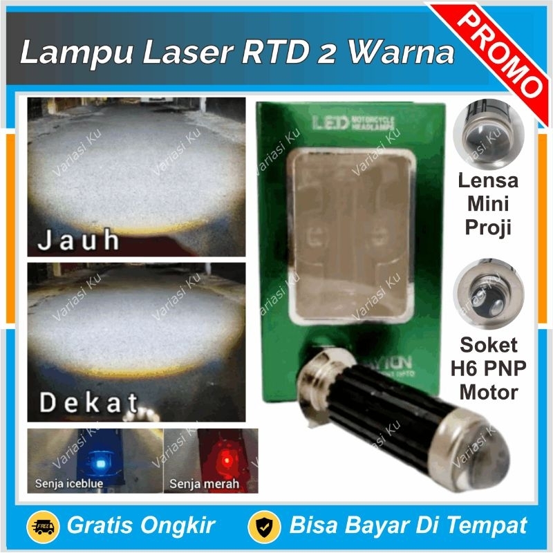 LAMPU LASER RTD H6  M11Z LS10 UTAMA LED MOTOR  2 WARNA SOROT FOKUS JAUH DEKAT KUNING PUTIH DEMON MER
