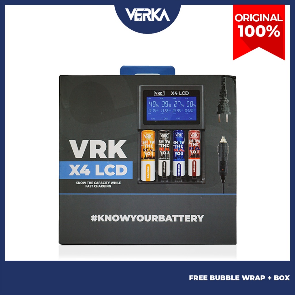 CHARGER VRK X4 LCD 4 SLOT BATERAI VRK X4 CHARGER by VRK
