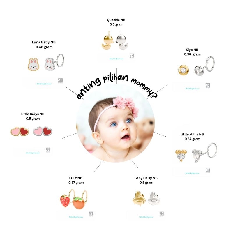 Littlethingshewear Official - Anting Emas Bayi Newborn Anting toge Anting loop end