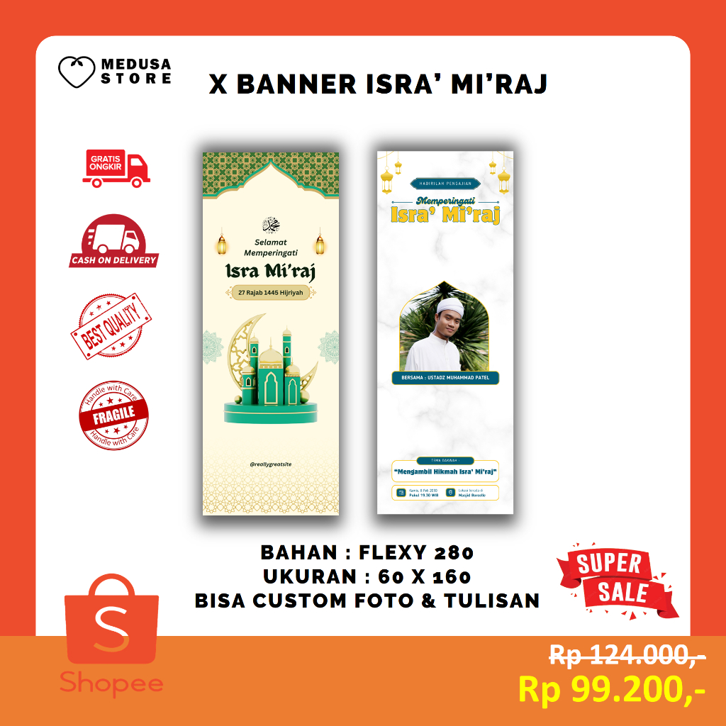 X Banner/ Y banner / Stand Banner Isra' Mi'raj Nabi Muhammad