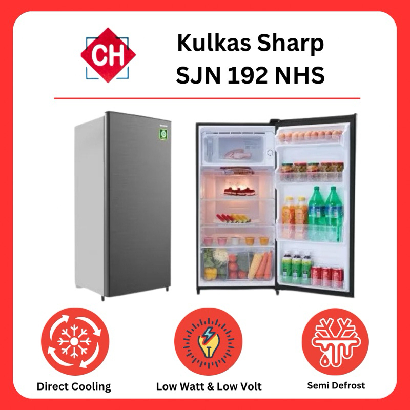 Kulkas Sharp SJN 192 NHS Kulkas 1 Pintu Low Watt Garansi Resmi