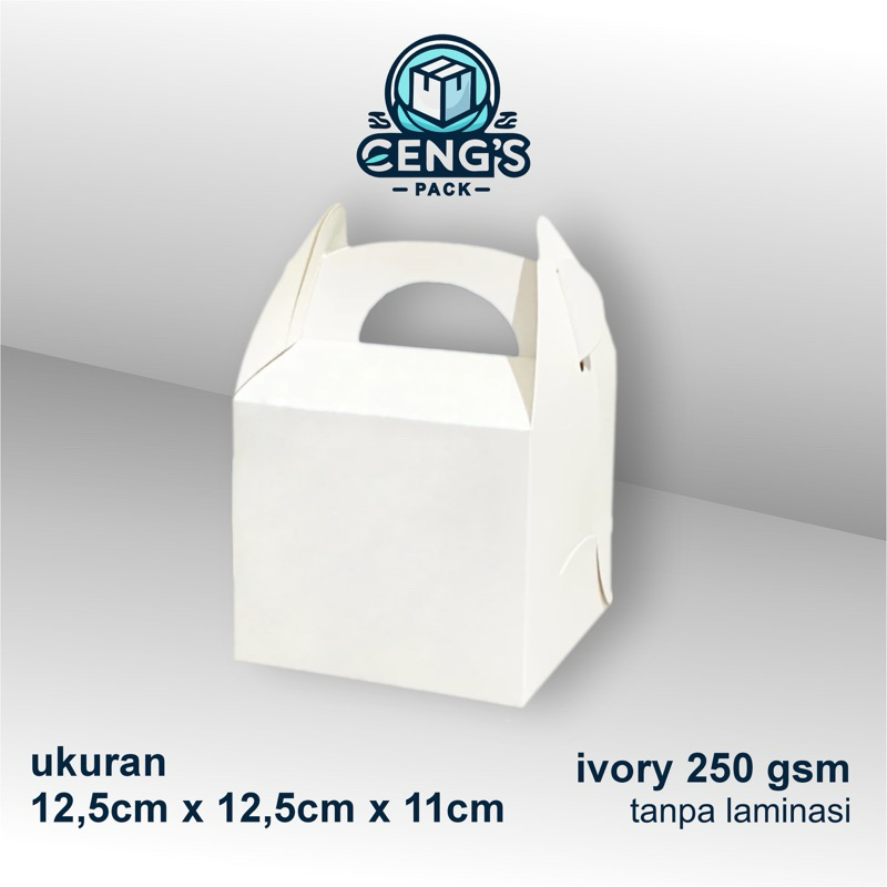 

(1 PCS) Gable Box Ivory Putih Box Hampers Souvenir Gift Pack Uk. 12,5x12,5x11