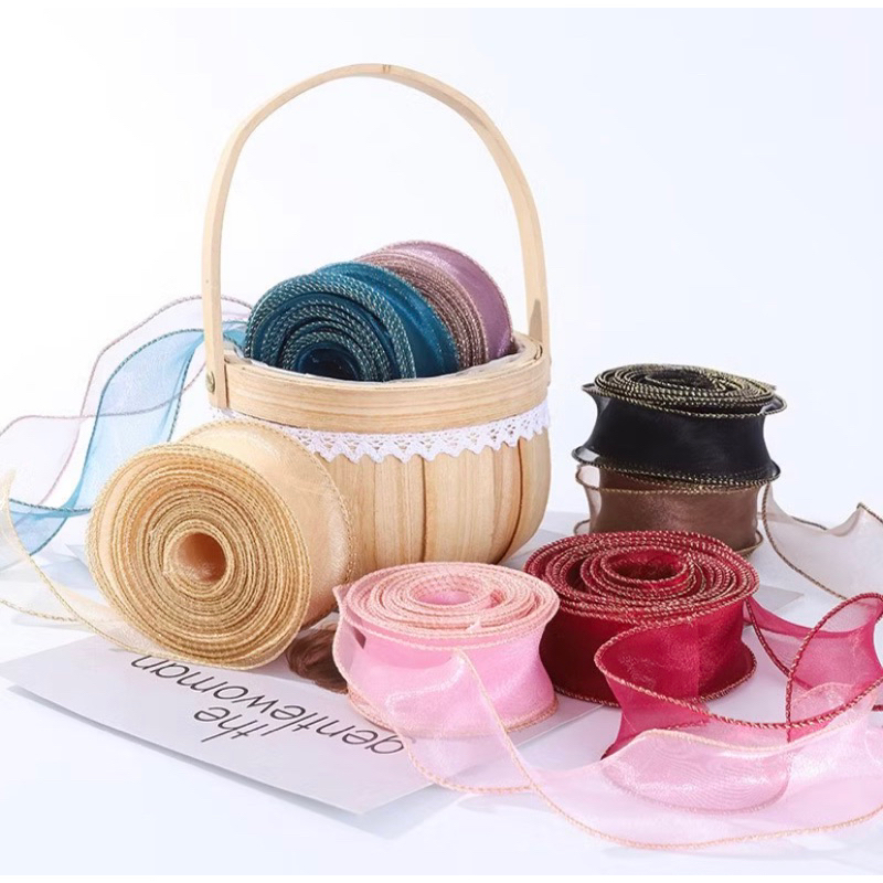 

Pita Kado Pita Organza Premium ROLL Ukuran 2,5 CM Pita Bunga Buket Dekorasi PT04